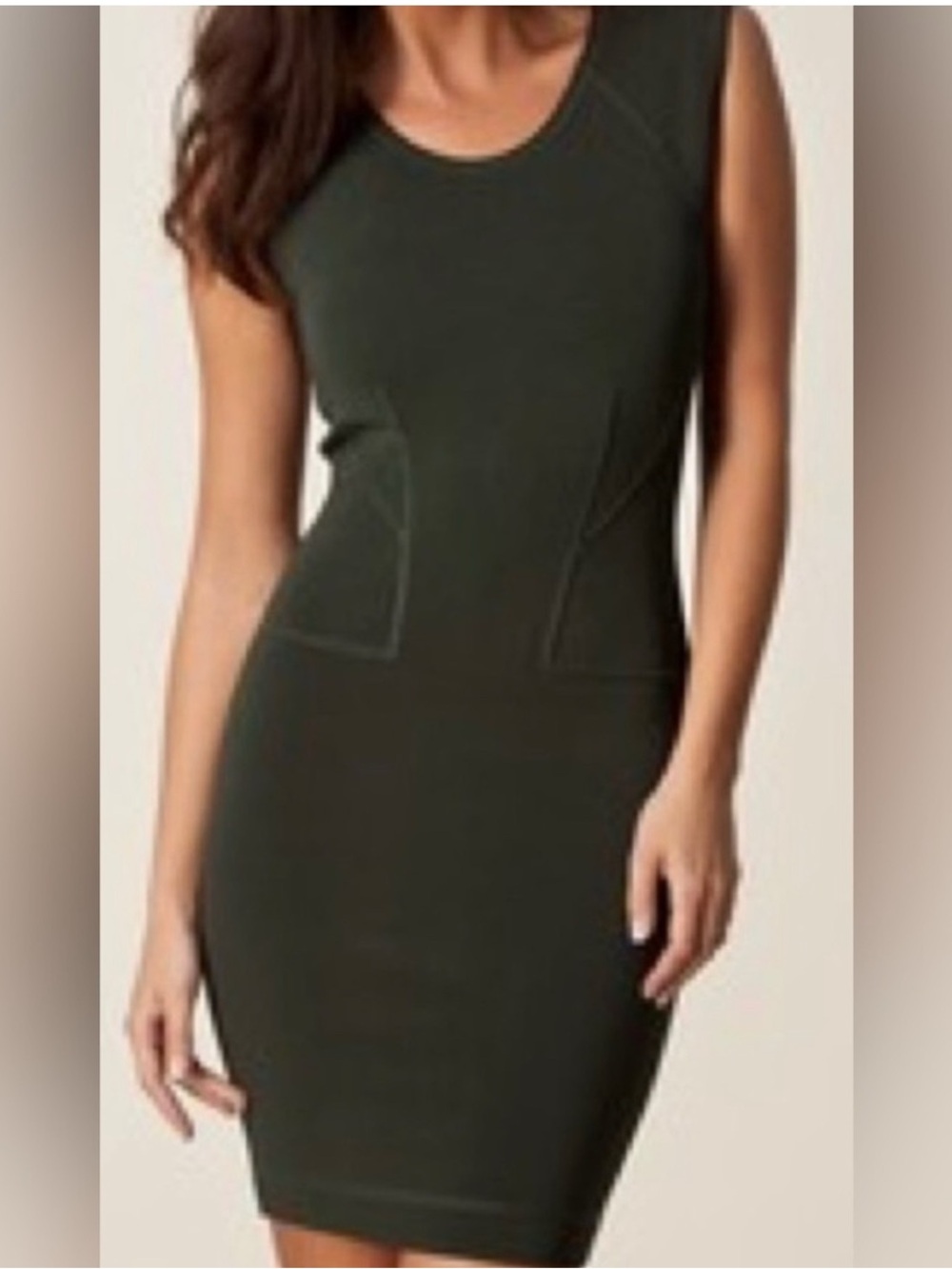 French Connection Women's Olive Bodycon Dress Yellow Exposed Zipper Women's S